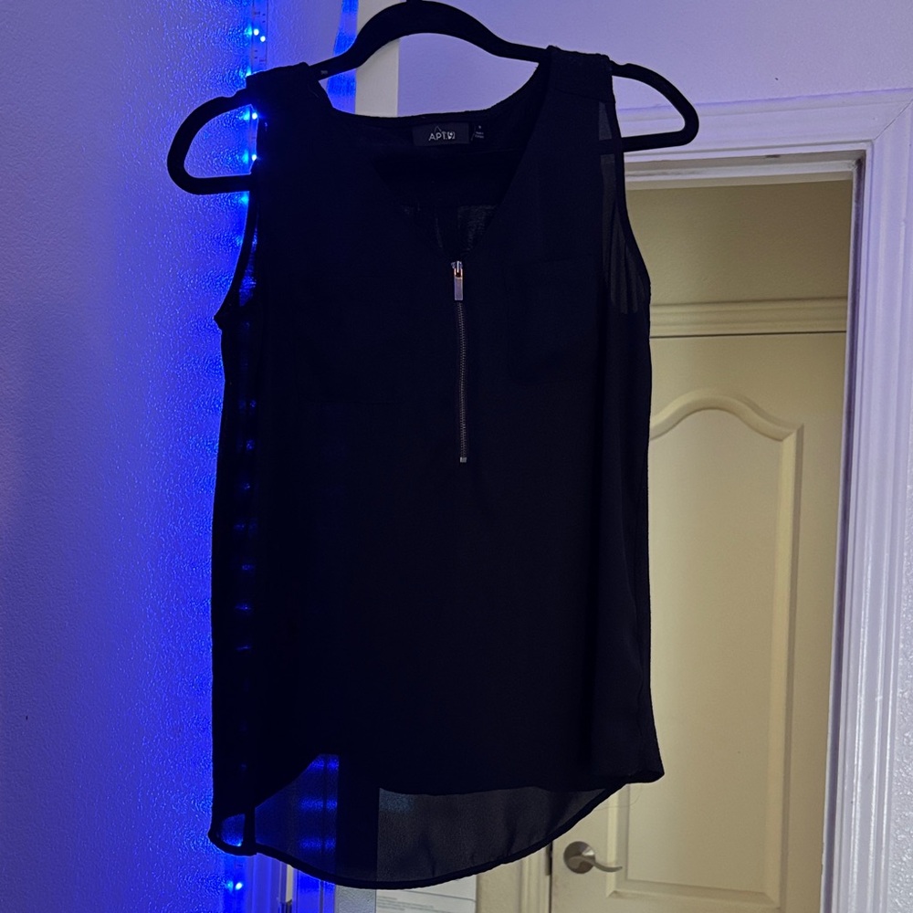 Apt. 9 Women's Black Zip-Front Blouse